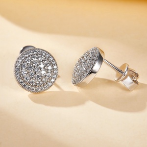 Round Prong-<b>Set</b> Zircon <b>Earrings</b> in Trendy <b>Sterling</b> <b>Silver</b> Rhodium Plated-for Anniversaries Parties or Gifts - Product Image 3