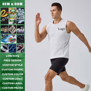 Camiseta sin mangas de punto de alta calidad con cuello de diseño, estilo raglán, ligera, de ajuste regular, de secado rápido, transpirable, de spandex/poliéster - Product Image 1