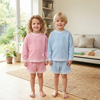 Ensemble sweat-shirt à col montant et short en molleton French Terry pour bébés filles, avec patchwork à carreaux, survêtement à manches longues