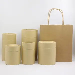 Boîte ronde en carton de feuille d'aluminium biodégradable écologique personnalisée, tube de papier alimentaire, emballage en papier de cylindre kraft pour thé café cookie