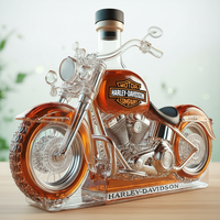 Bouteille vide créative en verre fait main en forme de moto pour vin rouge, spiritueux infusés, whisky, vodka, avec bouchon spécial