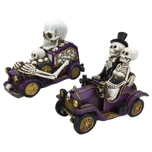 Dekorasi dalam ruangan luar ruangan Resin kustom patung Halloween tengkorak pengantin pria dan wanita ornamen Halloween mobil