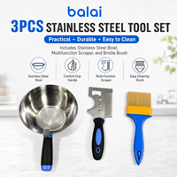 Kit de 3 grattoirs à brosses en acier inoxydable pour la réparation de plâtre et de peinture, outils de construction et de rénovation pour la maison et le bricolage