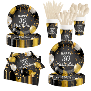 DAMAI - Artículos para Fiesta de Cumpleaños Azul Número 50, Platos Negros y Dorados de 300 GSM, Servilletas Azules, Recuerdos para Fiesta de Cumpleaños, Sirve para 8 Personas - Product Image 3