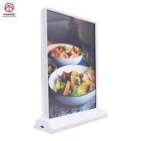 Kotak Lampu Iklan Desktop Mars Impression A4 LED Akrilik Kecerahan Tinggi Baterai Isi Ulang Bingkai Poster Menu Dua Sisi