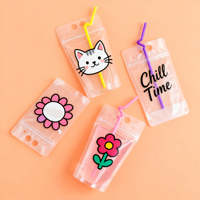Sac d'emballage transparent de thé à bulles de lait de logo personnalisé emballage de boisson de café à emporter sac en plastique recyclable PET + PE