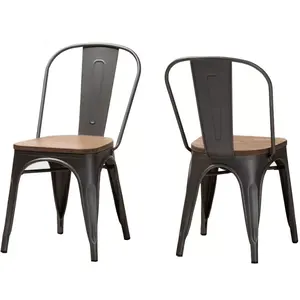 彩色餐厅金属铁面钢可叠放工业Tolix餐椅，带座板