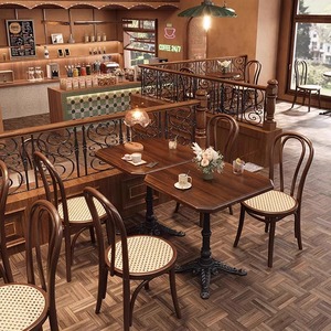 Cama moderna Retro americana Desayuno Té de la leche Restaurante occidental Postre Panadería Taberna Tienda Mesas de café de madera maciza Cafeterías - Product Image 1