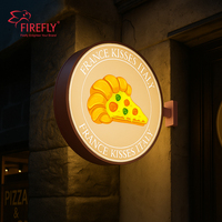 Enseigne publicitaire LED ronde personnalisée pour extérieur, type Pizza Blade, avec éclairage LED pour entreprises