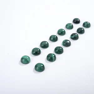 Round brilliant cut grinding and polishing AAA grade natural malachite small round cabochons for inlay ring
