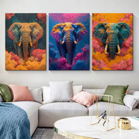 Peintures d'éléphants colorés de vente chaude, affiches d'animaux abstraites et peintures murales décoratives de salon d'art de graffiti d'impression