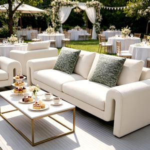 Sofá Seccional Modular Reclinable de Terciopelo Crema Moderno de Alta Gama Italiano, Tapizado, de 3 Plazas, para Eventos y Bodas - Product Image 2