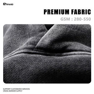 Streetwear Oversized Gewaschenes Sweatshirt mit Individuell Gesticktem LOGO, Schweres Gewicht, Vintage, Boxy-Fit, <span class=keywords><strong>Cropped</strong></span>, mit Offenem Saum, im Distressed-Look Hoodie - Product Image 3