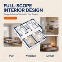 Conception d'intérieur personnalisée pour appartement hôtelier, plan d'étage 2D en CAO, visualisation 3D de l'intérieur