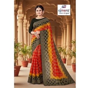 Sari en coton imprimé Ajmera Fashion, élégant, pour un usage quotidien, traditionnel, ethnique, doux, stylé, séchage rapide, tenue de fête pour femmes - Product Image 1