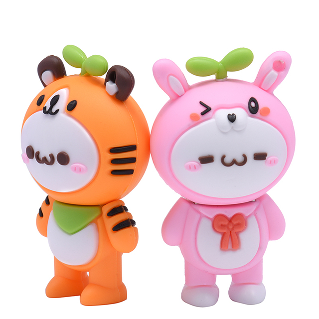 Custom 3D Cartoon Rubber Key Pen Drive 64Gb 128Gb USB 2.0 Flash Memorias Stick Custom Shape Design New Silicone Product