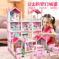 Grande maison de poupée avec meubles miniatures, vente en gros, magnifique château de princesse avec lumières, ensemble de jeu d'imitation