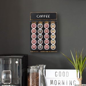 Organisateur de capsules de café en métal noir en <span class=keywords><strong>bois</strong></span> distributeur de dosettes de café <span class=keywords><strong>mural</strong></span> avec étiquette de tableau capacité de 20 dosettes de café - Product Image 6