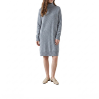 Robe pull en cachemire pour femme, col roulé, manches longues, coupe droite, style oversize