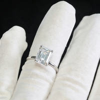 Bijoux fins, bague solitaire en argent sterling 925 avec moissanite taille émeraude GRA 3 carats, classique, 4 griffes, bague de promesse de mariage pour femmes