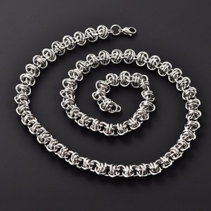 Collier lourd punk en acier inoxydable avec chaîne à maillons épais et nœuds, fait main, style gourmette, pour homme - Product Image 2