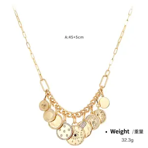 Mysticism coin with diamond embossed small pendant bib necklace for women cross-border fashion necklace