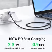 Câble USB Type C vers Type C UGREEN 90 degrés PD 100W, chargeur rapide à angle droit, câbles de données pour Apple Macbook Samsung Huawei