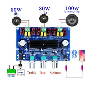 5.0 TPA3116D2功率放大器板2.1通道2*80W + 100W立体声功率音频D类低音低音炮放大器