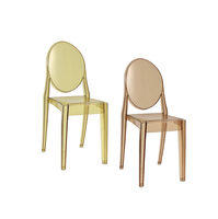Chaise empilable ronde à dossier ovale en résine rose pour mariage, événement, salle à manger, restaurant, location d'hôtel, salon