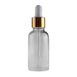 Botella de Vidrio Ámbar Transparente de 30 ml con Gotero y Tapa Negra/Blanca - Product Image 4