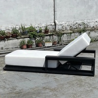 Petit meuble de piscine à dossier flexible avec cadre en aluminium, accoudoir long de jardin, chaise de salon