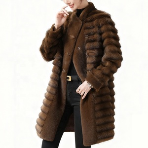 Garçon femmes nouveau hiver écologique tissé fausse fourrure <span class=keywords><strong>manteau</strong></span>-mi-long bouton avant uni teint épais veste fausse fourrure <span class=keywords><strong>manteau</strong></span> - Product Image 2