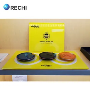 RECHI柜台亚克力扬声器零售POS展示架，用于无线蓝牙扬声器，带紫外线打印广告展示架