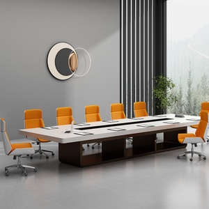 Table de conférence de bureau moderne et luxueuse en blanc, convertible et extensible, pour salle de réunion ou salle de conseil - Product Image 3