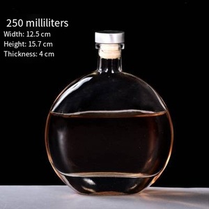 Bouteille de vin plate en verre transparent de 100 ml et 250 ml avec bouchon en bois, bouteille hermétique pour spiritueux, vin de fruits, vin blanc - Product Image 3