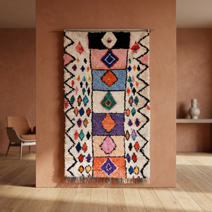 Alfombra Tribal Marroquí Kilim Berber de Lana para Sala de Estar, Venta al por Mayor, Hecha a Mano, Patrón Geométrico, Pelo Bajo, Jute Mediano - Product Image 3