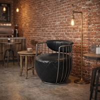 Fauteuil de salon en cuir véritable, mobilier de style médiéval antique, fauteuil de loisirs