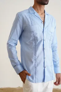 Gippy Grewal-Inspired Sky <b>Safari</b> <b>Shirt</b> Embroidered Design Crocheted Weaving Horn Button Closure Anti-Pilling Customizable 5XL - Product Image 4