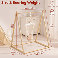 Sauteuse pliable pour tout-petits BH, rebondisseur réglable pour bébé, sauteuse en bois avec support pour bébé fille et garçon