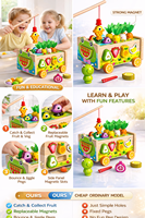 Boîte à jouets en bois durable et multifonctionnelle pour légumes, fruits et animaux, jeu éducatif cognitif, préscolaire, éducation précoce, activité