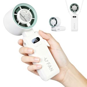 <b>Usb</b>-C Rechargeable Neck 199 Levels Digital Display Silent Handheld Cooling Fan for Outdoor Activities - Product Image 5
