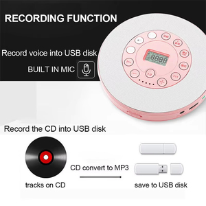 Lecteur CD portable compact rond, directement de l'usine, avec haut-parleur intégré, radio FM, lecture USB MP3, écran LCD, lecteur de musique anti-saut de disque - Product Image 4