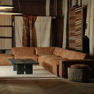 Ghế dài thư giãn phòng khách thiết kế cổ điển hình chữ L, làm thủ công, da cao cấp, kiểu sectional - Product Image 3