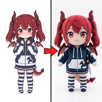 Mascotte Anime Personnalisée en Peluche Diable Elfe, Chaussettes Rayées, Jupe Plissée, OEM, Artwork Manga Dessiné à la Main pour Client