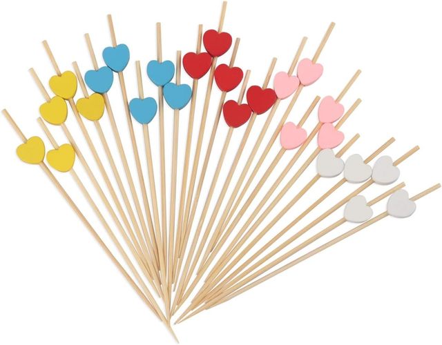 Handmade Food Fruit Drinks Decorative Skewer Wooden Sticks 4.7 Inch Wedding Party Fancy Toothpicks  Bamboo Fruit Picks