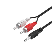 Convertisseur audio vidéo 10M 15M 3.5mm mâle vers 2RCA mâle câble AV avec gaine en PVC pour l'utilisation du microphone