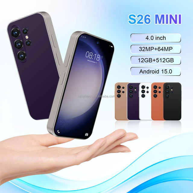4.0" S26 Mini Phone 5G LTE Dual SIM Face Recognition Muti-language Deca Core 12GB+512GB Large Memory Android15.0 Smartphone