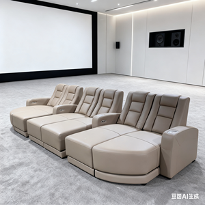 विप बेसमेंट मीडिया रूम कार्यात्मक रीक्लिनिंग सोफा लाउंज चेज़ इलेक्ट्रिक रिक्लेयर 6 सीटर संयोजन फिल्म थिएटर सीट सोफा - Product Image 1