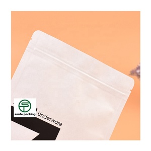 Pochette en papier kraft écologique à trois soudures latérales, imprimée en héliogravure, avec fermeture éclair, pour l'emballage de sous-vêtements de maternité, chaussettes et chaussures - Product Image 4