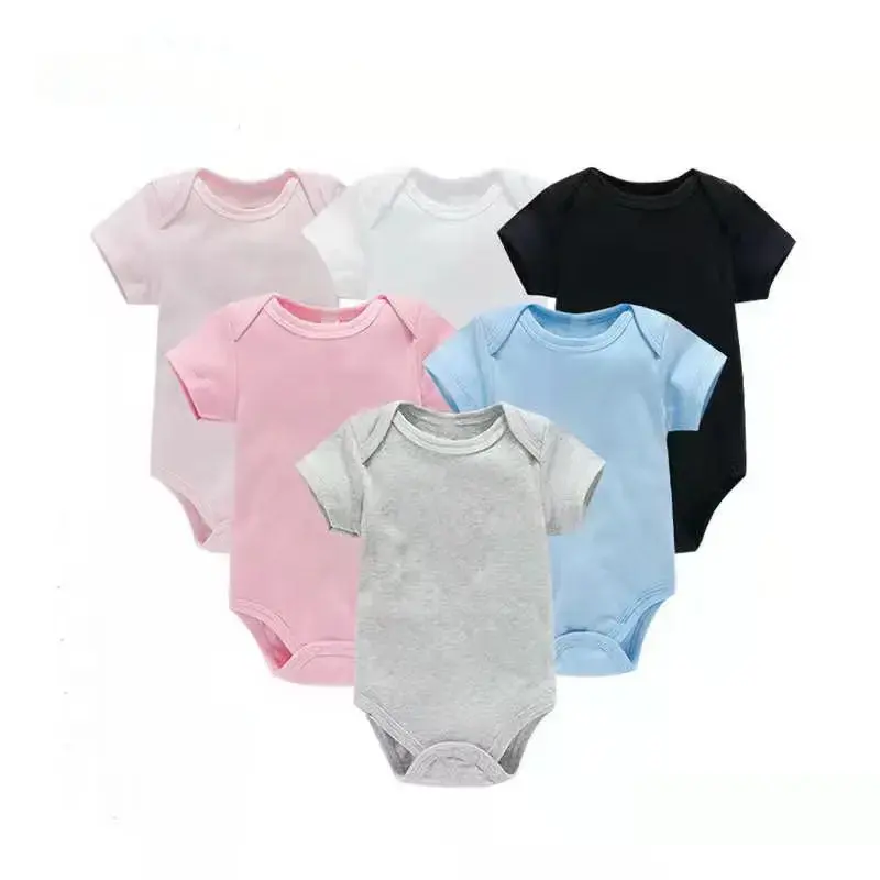 GOTS custom organic cotton Or 100% COTTON IN STOCK baby romper bodysuit jumpsuit Newborn Clothes Summer ShortSleeve baby clothes